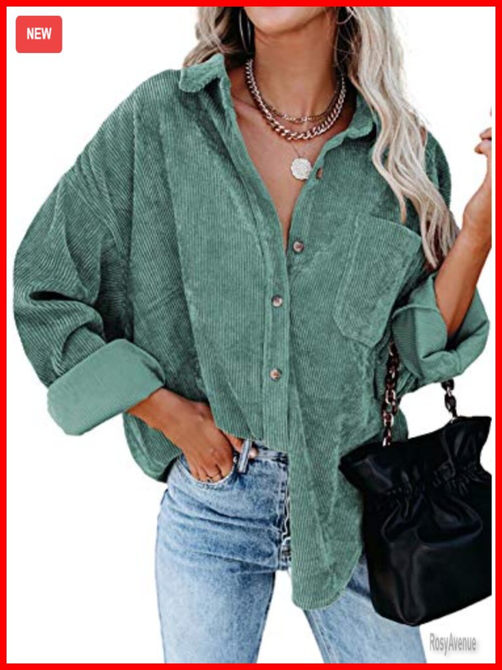 Corduroy Button Down Shirt Boyfriend Oversized Blouse